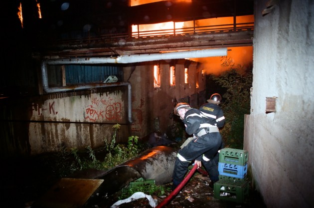 Feuerwehr Leipzig. Brand in der alten Brauerei in Connewitz 1993